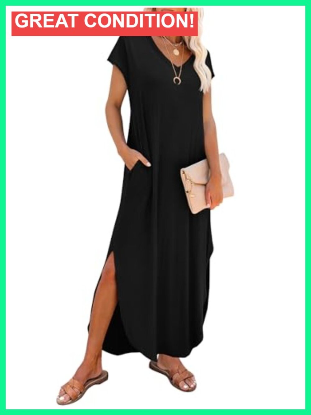 Women's Cap Sleeve Maxi Sundress with Pockets